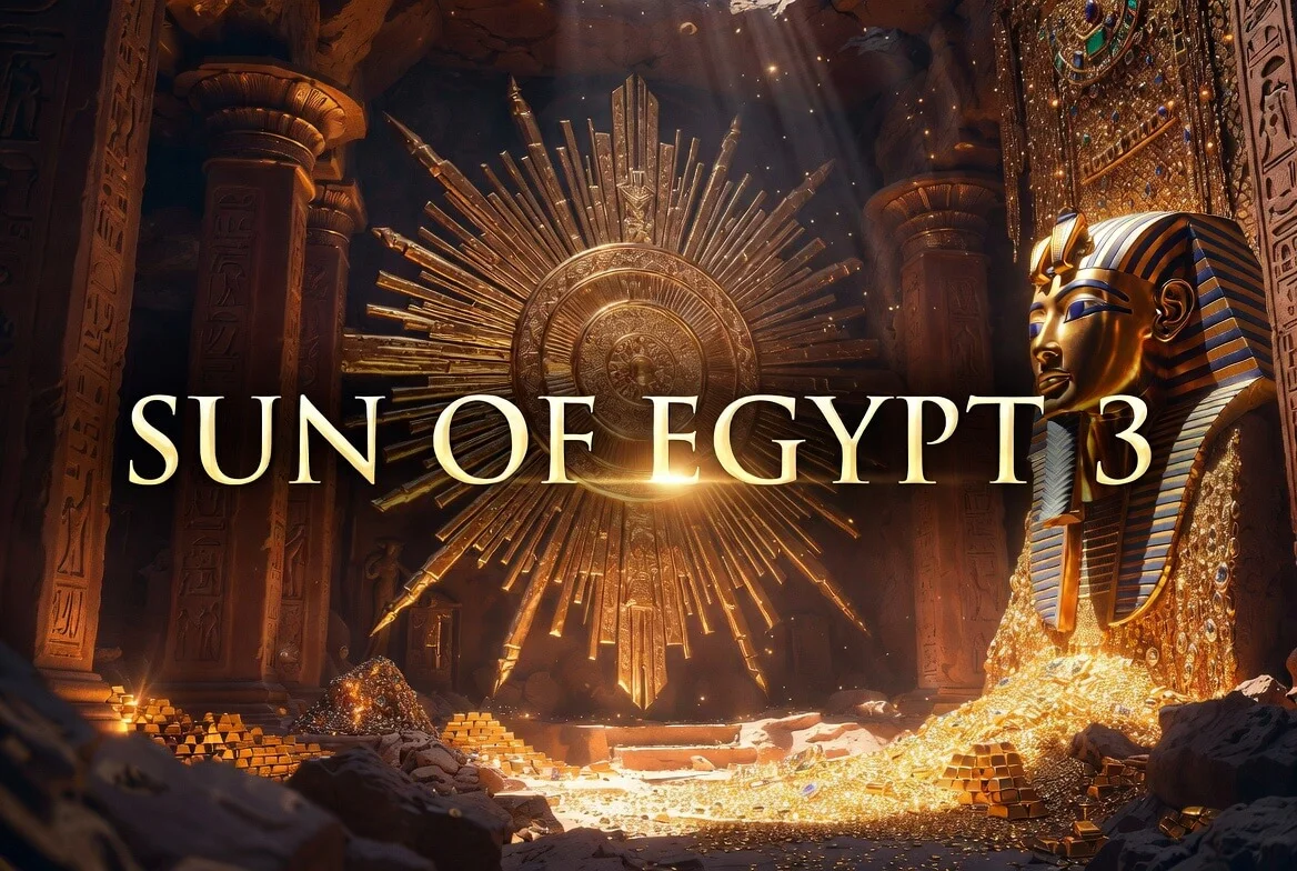 Sun of Egypt demo — экран бонусной игры с золотыми монетами